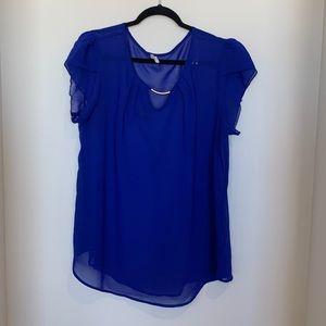 Live 4 Truth Beautiful Blue, sheer cap sleeve blouse